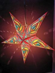 Papierstern 5 Zack Einhorn türkis 