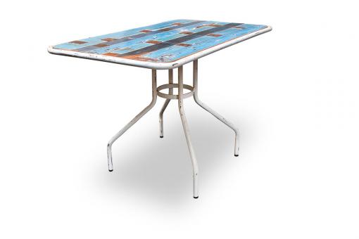 Bistro-Tisch rechteckig 120 blau-weiß 